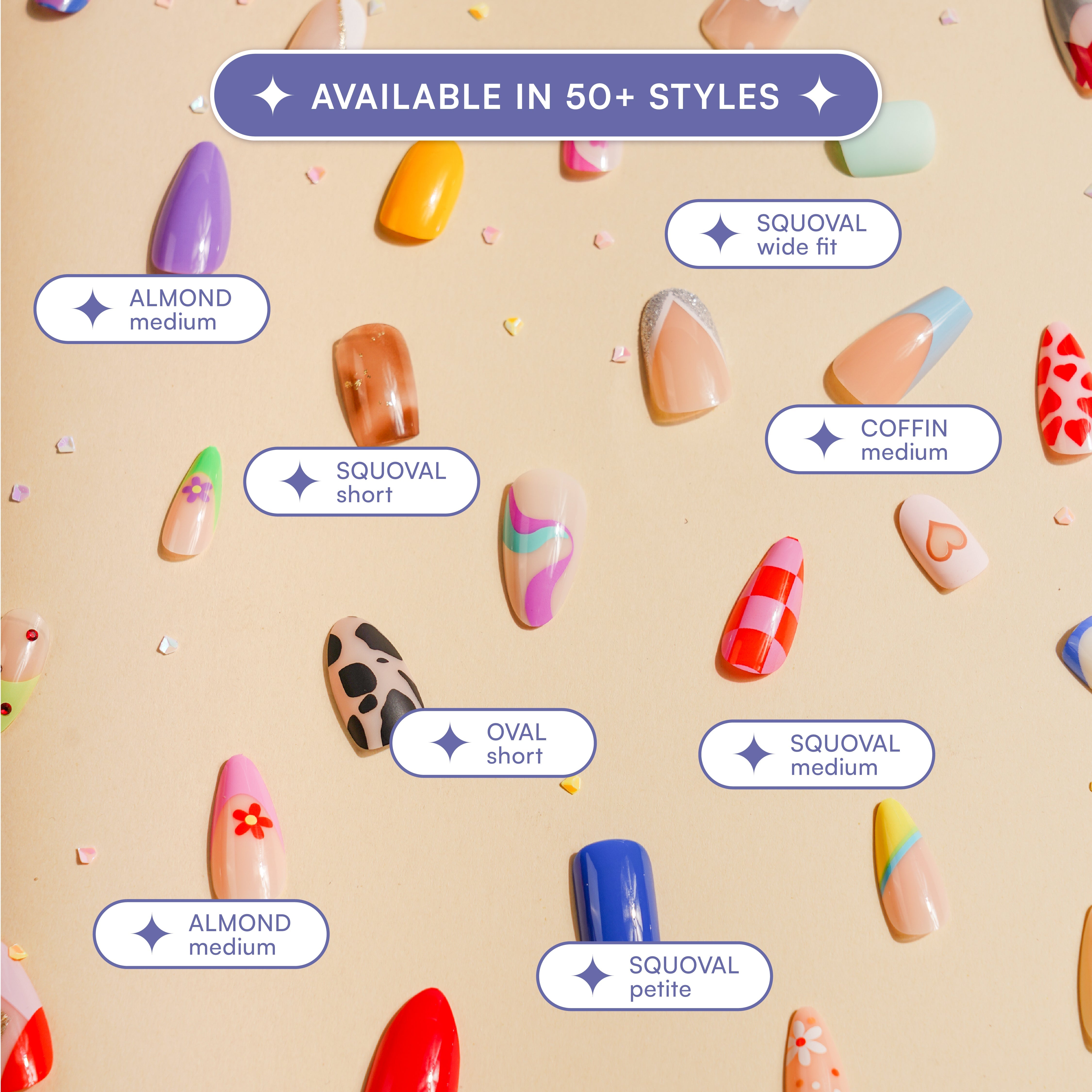 Blisss Nails's Press On nails  Whimsical Collection  Strawberry Pink Square