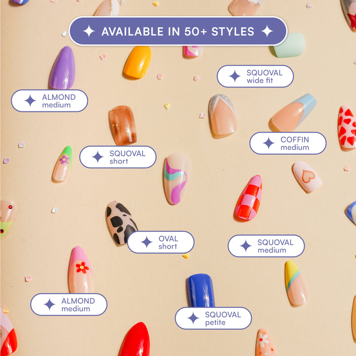 Blisss Nails's Press On nails  Whimsical Collection  Strawberry Pink Square