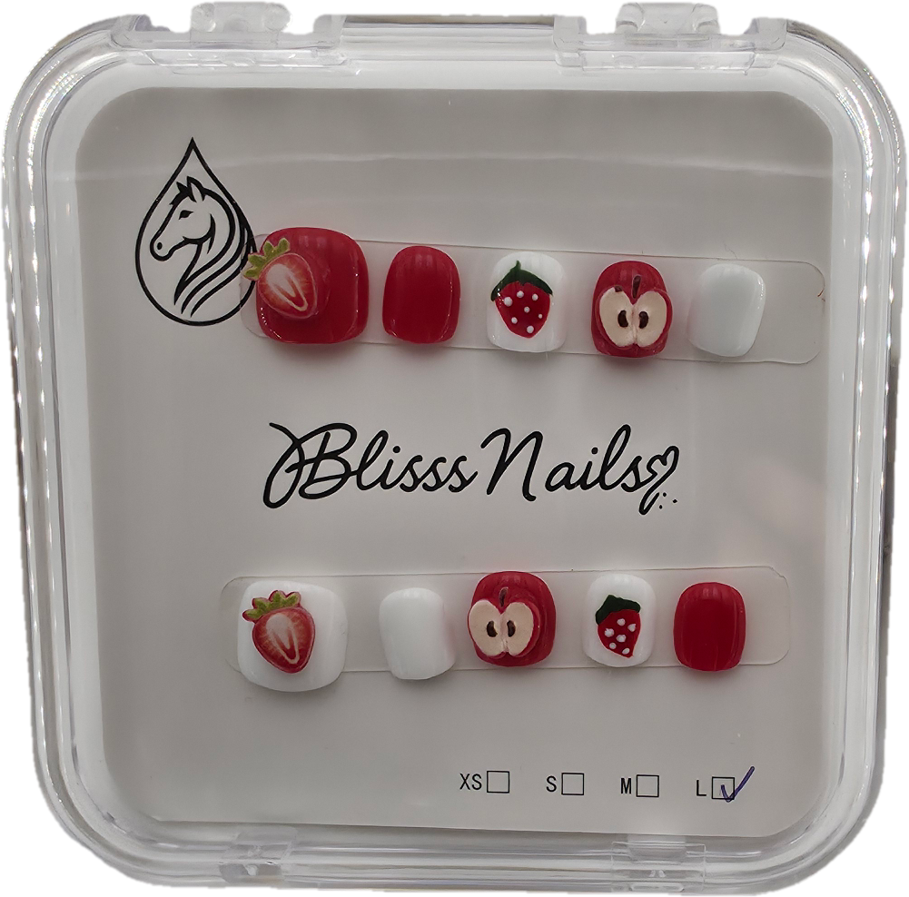 Blisss Nails's Press On nails  Whimsical Collection  Strawberry Pink Square