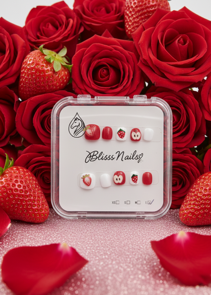 Blisss Nails's Press On nails  Whimsical Collection  Strawberry Pink Square