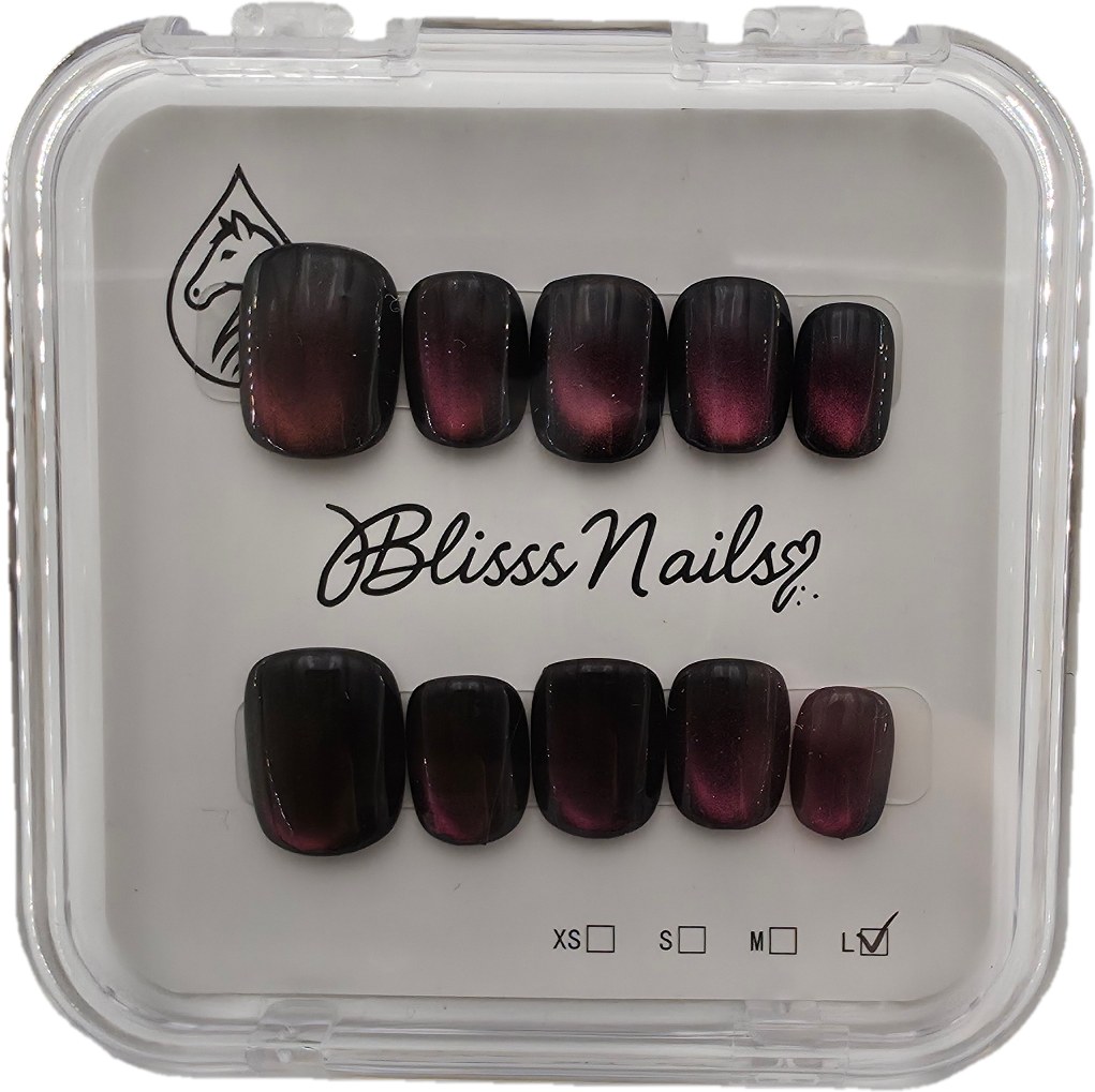 Blisss Nail' Press on Nails Multi color Short Square Nails With Cat Eye Effect