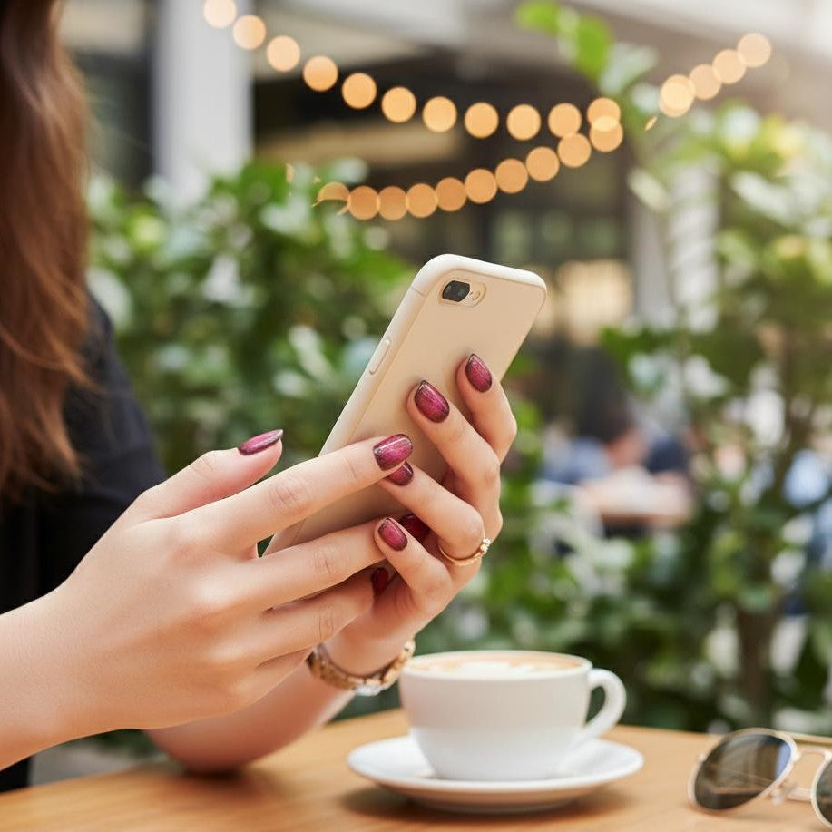 Blisss Nail' Press on Nails Multi color Short Square Nails With Cat Eye Effect