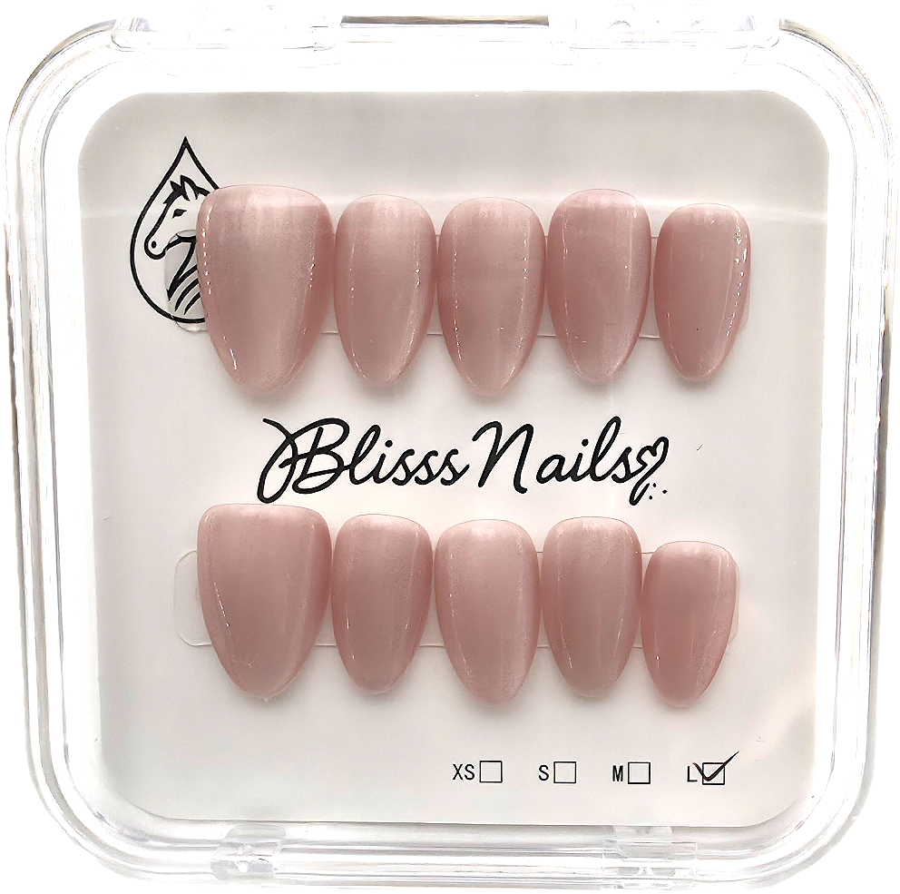 Blisss Nails Handmade Premium Press On Nails – Pink Mauve Mist Aura Cat Eye Magnetic Effect, Reusable Artificial Nails, Short Almond Stiletto Shape, Luxury Shimmer Finish Salon-Quality Fake Nails 10 Pcs Nail Set