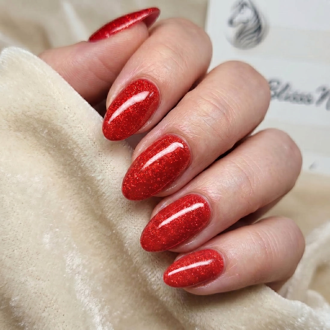Blisss Nails Handmade Premium Press On Nails – Crimson Ruby Red Cat Eye Magnetic Effect, Reusable Artificial Nails, Short Almond Stiletto Shape, Luxury Shimmer Finish Salon-Quality Fake Nails 10 Pcs Nail Set