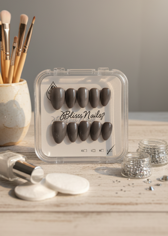 Blisss Nails Handmade Premium Press On Nails – Dark Brownish Espresso Velvet Aura Cat Eye Magnetic Effect, Reusable Artificial Nails, Short Almond Stiletto Shape, Luxury Shimmer Finish Salon-Quality False Nails 10 Pcs Nail Set