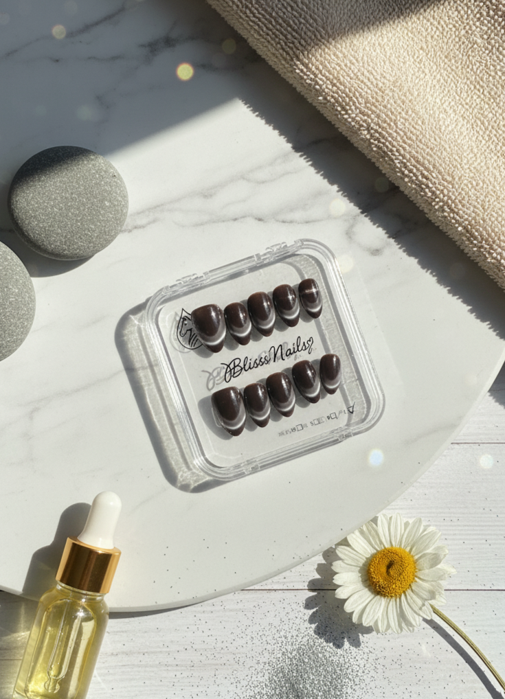 Blisss Nails Handmade Premium Press On Nails - Charcoal Onyx Halo Cat Eye Magnetic Effect, Reusable Artificial Nails, Short Almond Stiletto Shape, Luxury Shimmer Finish Salon-Quality False Nails 10 Pcs Nail Set