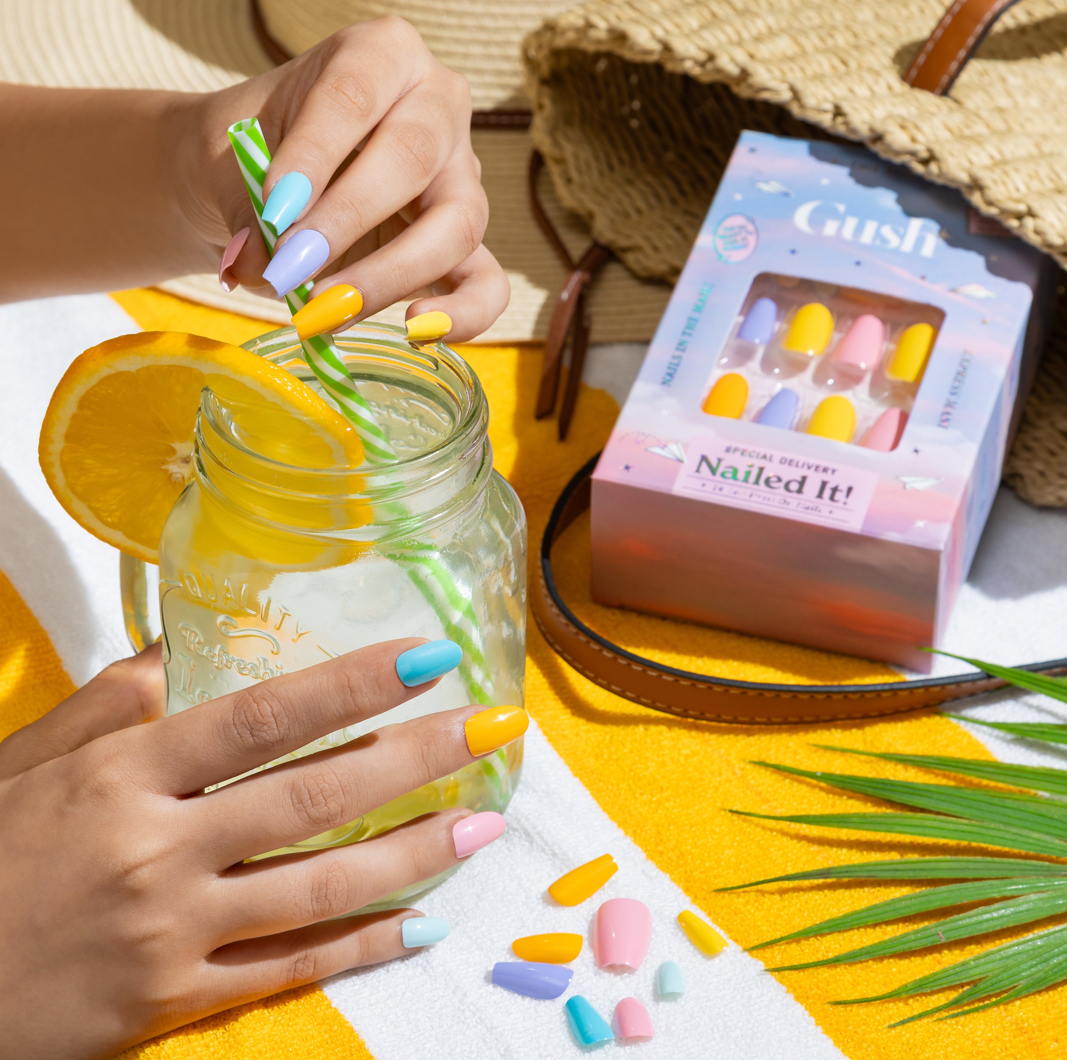 Blisss Nails Press on Nails Black color with Rhinestone & 3D Charms Short Coffin/Almond