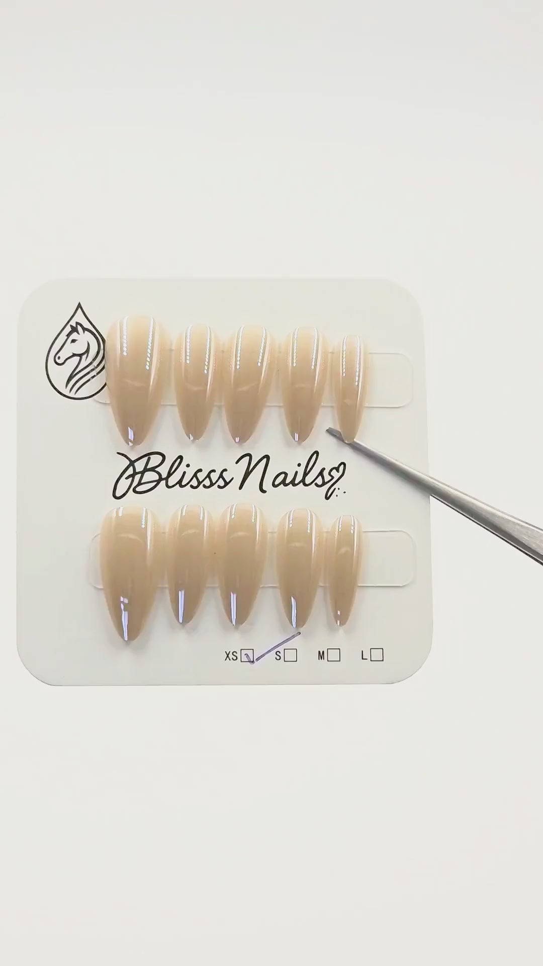 Blisss Nails Essential Machine-Made Press On Nails - Metallic champagne Glazed Chrome Mirror Effect, Reusable Artificial Nails, Long Almond Shape, High-Gloss Liquid Metal Finish Salon-Style False Nails 10 Pcs Nail Set