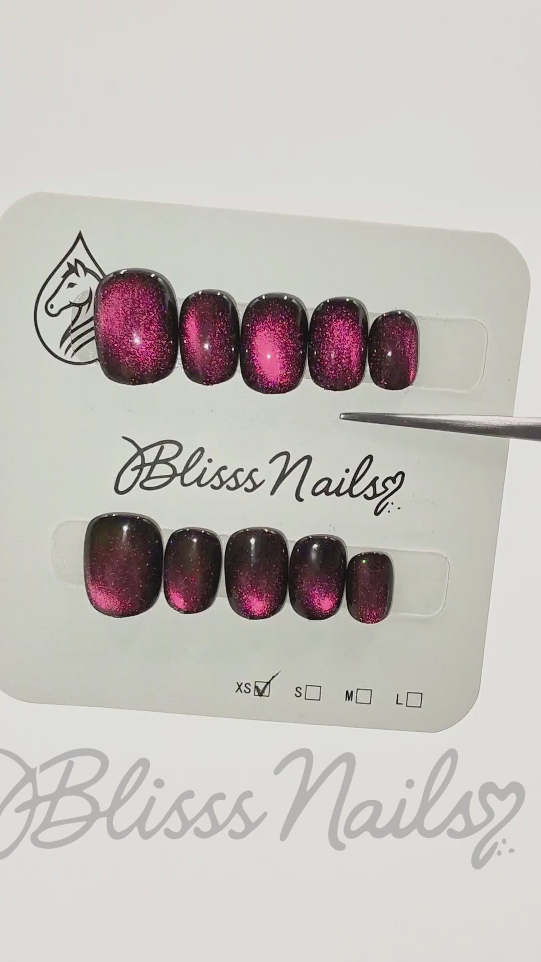 Blisss Nail' Press on Nails Multi color Short Square Nails With Cat Eye Effect
