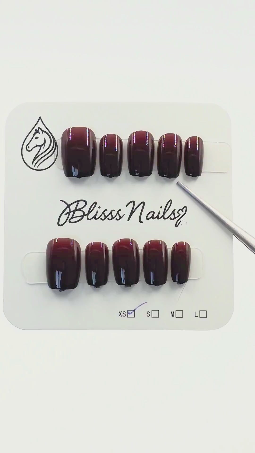 Blisss Nails Essential Machine-Made Press On Nails - Deep Espresso Maroon Glaze Jelly Effect, Reusable Artificial Nails, Short Square Round Shape, High-Gloss Salon-Style False Nails 10 Pcs Nail Set