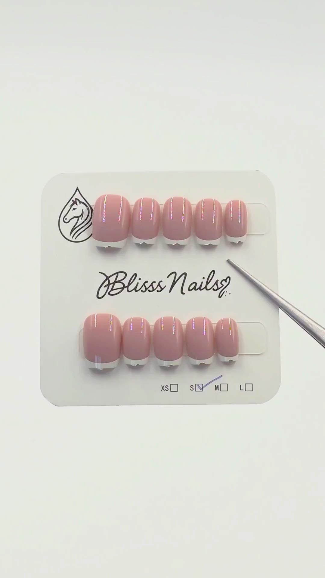 Blisss Nails Essential Machine-Made Press On Nails - Dusty Mauve Pink Rose Nude with Classic White French Tips, Reusable Artificial Nails, Short Square Round Shape, High-Gloss Salon-Style False Nails 10 Pcs Nail Set